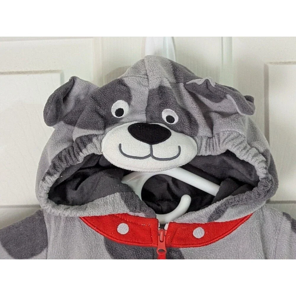 Carters Puppy Jacket Costume Infant 12 mos Gray Spotted Zip Hooded Halloween